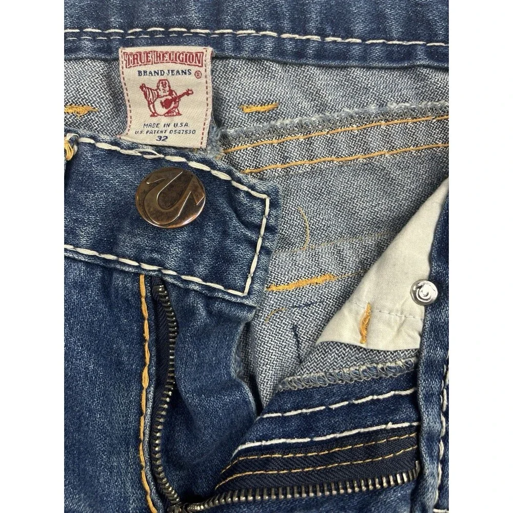 True Religion Joey Super T Mens 32x32 Made in USA Blue Straight Slim-Flare Y2K